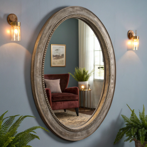 Vintage‑Style Engraved Marble Mirror – 24×30 in
